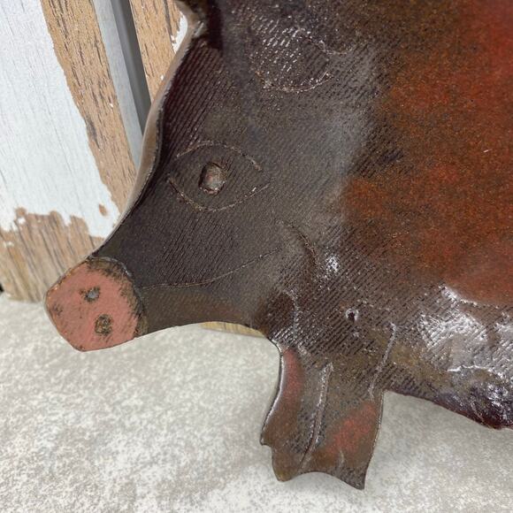 Pottery Pig Dish Ceramic Reddish Brown Unique 8” x 5” Trinket Dish Soap Dish - Picture 4 of 8